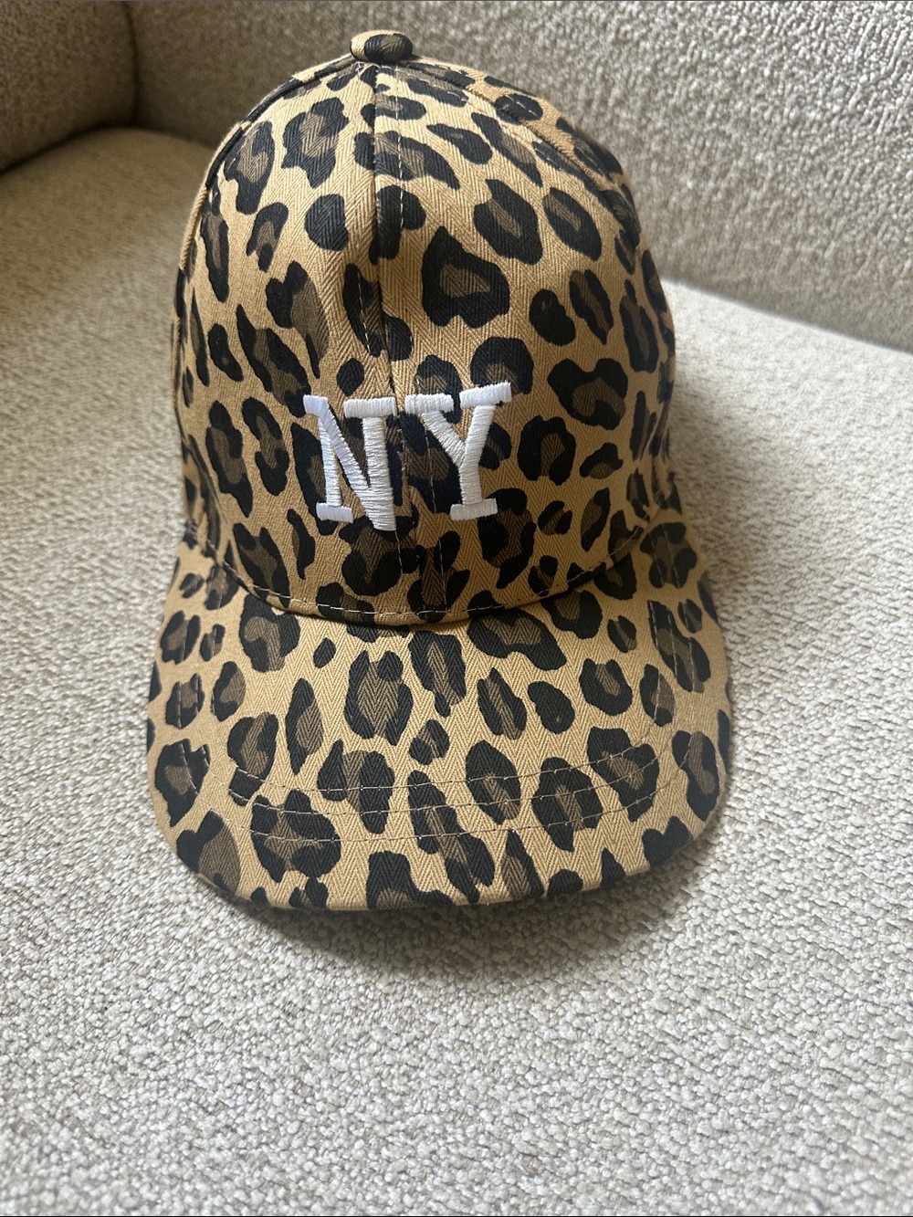NY Embroidered Leopard Print womens Cap - Brown/Black